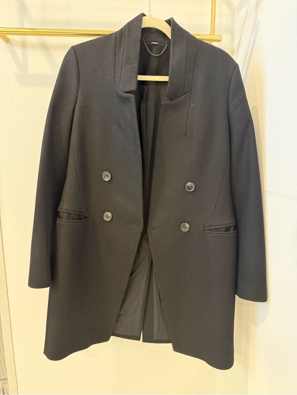 Women’s Black Double-Breasted Wool Coat